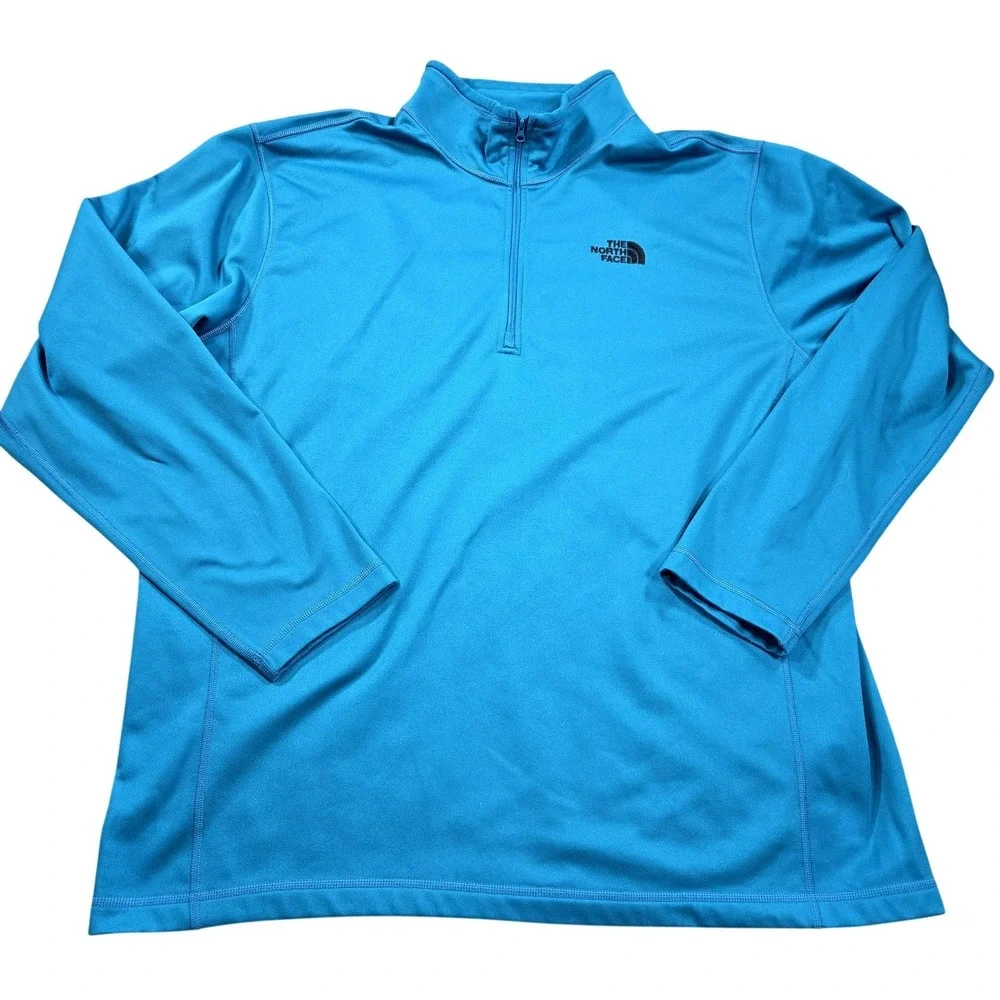 The North Face Pullover Mens 2XL Blue Long Sleeve Fleece 1/4 Zip Hiking Top